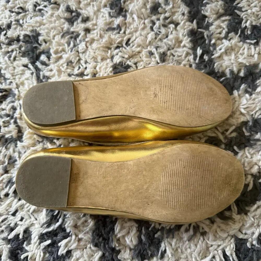 Crewcuts Gold Strappy Ballet Flats Mary Jane Shoes Size 4 Kids Big Girls Youth